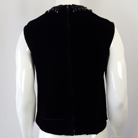 Vintage 60's Baar & Beards Black Velvet Beaded Tank - Picture 3 of 13
